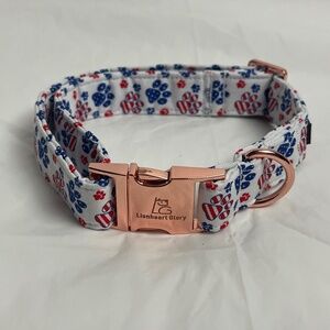 Lionhearted Glory Dog Collar USA Patriotic Paws Rose Gold Clasp Adjustable